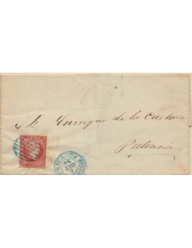 FA5936. 1856, Carta circulada a Barruelo de Santullan a Palencia, Parrilla azul