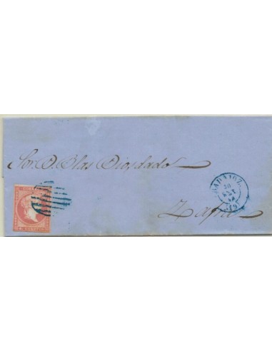 FA5938. 1858, Carta circulada a Badajoz a Zafra, Parrilla azul