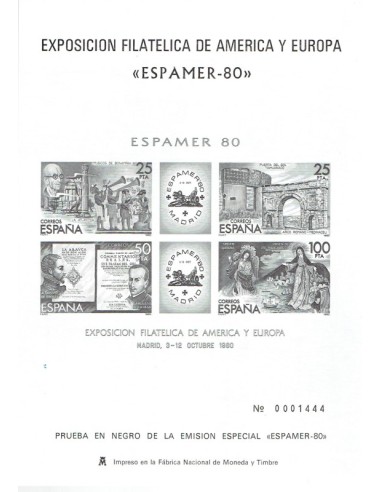 FA5942. Prueba oficial, 1980 Exposicion Mundial de Filatelia, Expamer-80