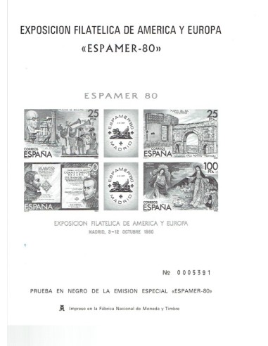 FA5943. Prueba oficial, 1980 Exposicion Mundial de Filatelia, Expamer-80
