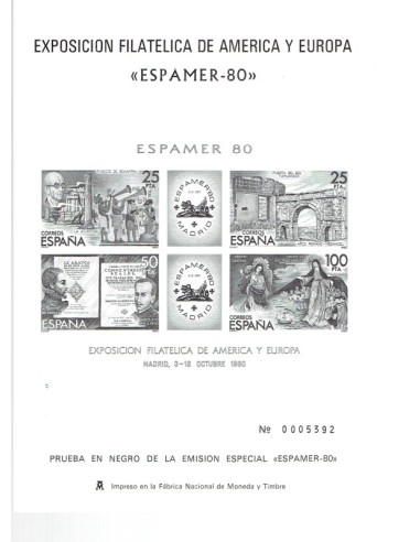 FA5944. Prueba oficial, 1980 Exposicion Mundial de Filatelia, Expamer-80