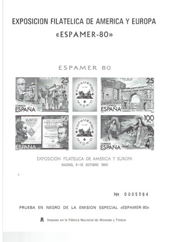 FA5946. Prueba oficial, 1980 Exposicion Mundial de Filatelia, Expamer-80
