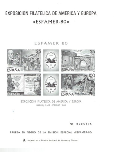 FA5947. Prueba oficial, 1980 Exposicion Mundial de Filatelia, Expamer-80