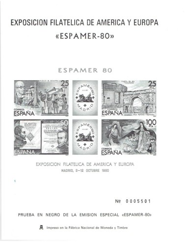 FA5948. Prueba oficial, 1980 Exposicion Mundial de Filatelia, Expamer-80