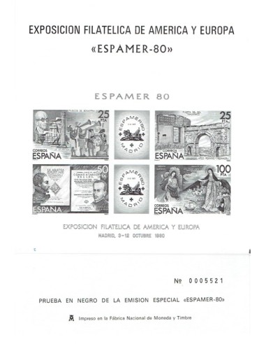 FA5949. Prueba oficial, 1980 Exposicion Mundial de Filatelia, Espamer-80