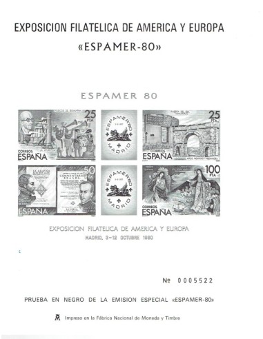 FA5950. Prueba oficial, 1980 Exposicion Mundial de Filatelia, Espamer-80