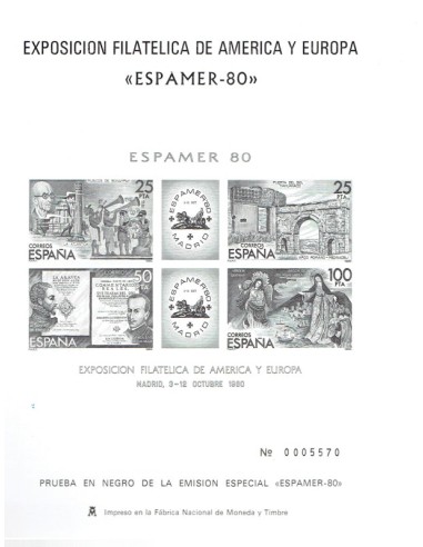 FA5952. Prueba oficial, 1980 Exposicion Filatelica de America y Europa, Espamer-80