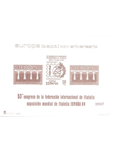 FA5955. Prueba oficial, 1984, EUROPA CEPT XXV Aniversario, Exposicion Mundial de Filatelia