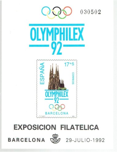 FA5977. Prueba oficial, 1992, Exposicion Mundial de Filatelia Olimpica OLYMPHILEX-92