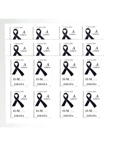 FA6059. 2004, 3 carnés de sellos adhesivos del Dia Europeo de las Victimas del Terrorismo