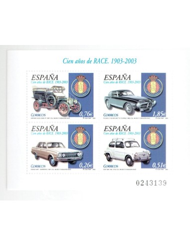 FA6060. Hojita postal, 2003, Cien años del Real Automovil Club de España