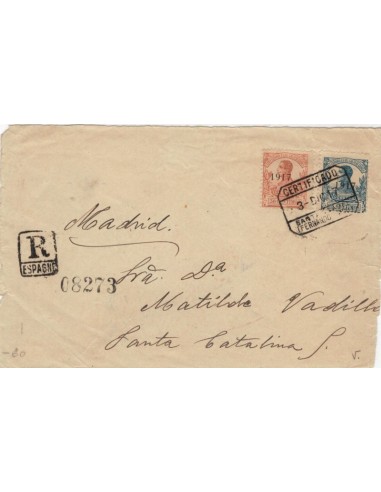 FA7004. 1917. Correo certificado circulado de Santa Isabel a Madrid