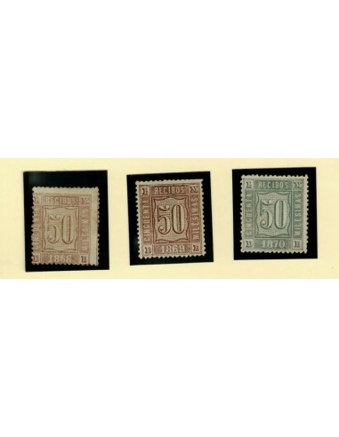 FA7022. FISCALES. 1868/1875 Conjunto de 3 sellos de Recibos