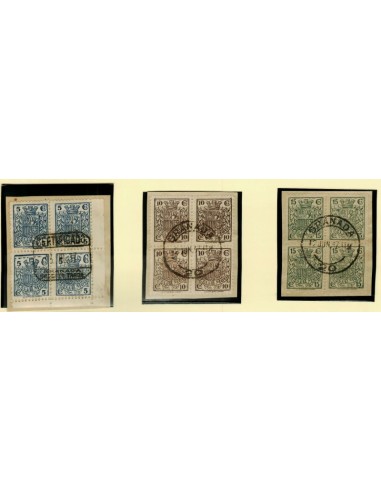 FA7072. FISCALES. 1936/37, Bloques de 4 valores de 5, 10, 15, 20, 25, 30, 50, 1,50 timbre especial movil
