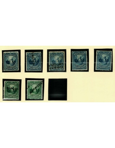 FA7094. FISCALES, 7 Sellos de Contraseña, 5 de color azul para letras de cambio y 2 verde para papel sellado