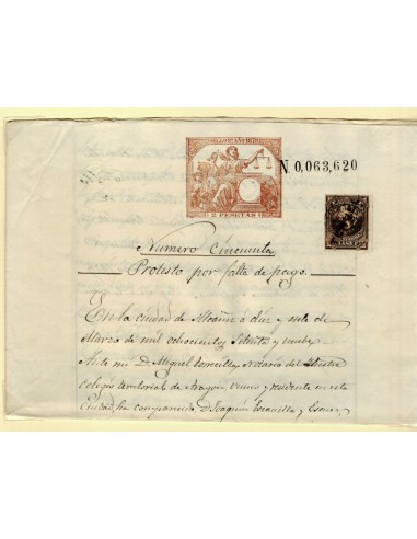 FA7099. 1879, Documento manuscrito en papel sellado con sello de contraseña de TERUEL