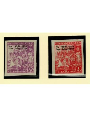 FA7141. 2 Valores de sellos para el Colegio de Huerfanos del Cuerpo de Telégrafos SIN DENTAR