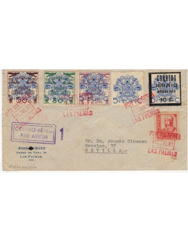 FA7187. 1937, 16 de julio, sellos beneficos de Las Palmas habilitados