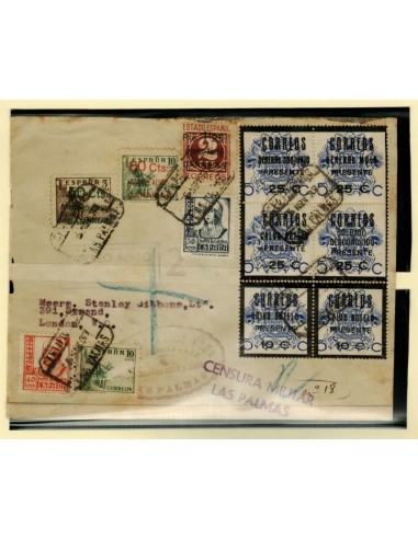 FA7192. 1937, mes de noviembre, correo certificado de Las Palmas a Londres