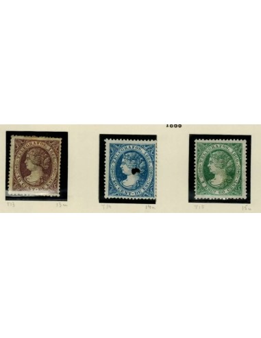 FA7201. 1866, 1 de enero. Isabel II. 3 valores de sellos para Telegrafos