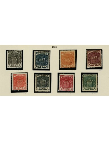 FA7206. 1901, Escudo de España. Emision completa de sellos para Telegrafos
