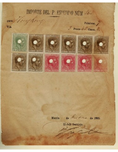 FA7229. 1882. Telegrama de Manila a Hong Kong
