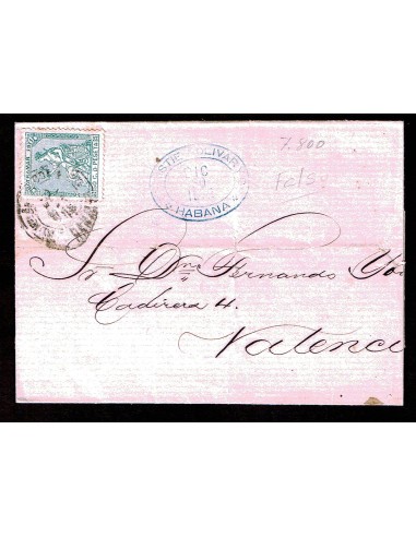 CUBA 1872 - ENVUELTA CIRCULADA DE LA HABANA A VALENCIA