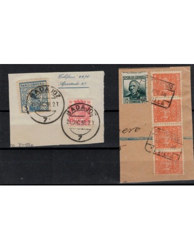 FA7298. Fragmentos de franqueo con sellos fiscales y de telegrafos