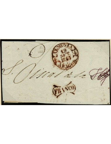 FA0104. PREFILATELIA. 1845, Cubierta de la Administración de La Almunia de Doña Godina