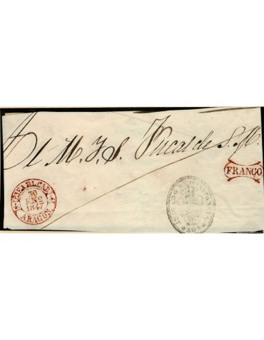FA0116. PREFILATELIA. 1847, Fragmento de Ejea de los Caballeros, Rareza RR