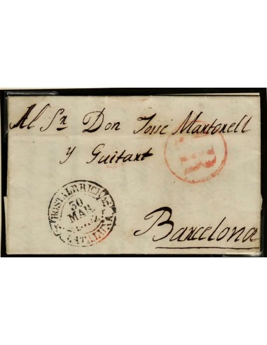 FA0143. PREFILATELIA. 1852, Hostalrrich a Barcelona. Rareza RR