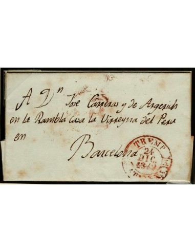 FA0164. PREFILATELIA. 1849, Tremp a Barcelona