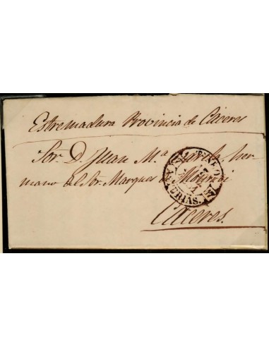 FA0355. PREFILATELIA. 1851, Tineo a Caceres, Rareza RR