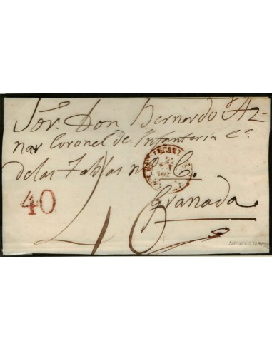 FA0487. PREFILATELIA. 1850, Fragmento de cubierta de Sanlucar la Mayor a Granada. Rareza RR