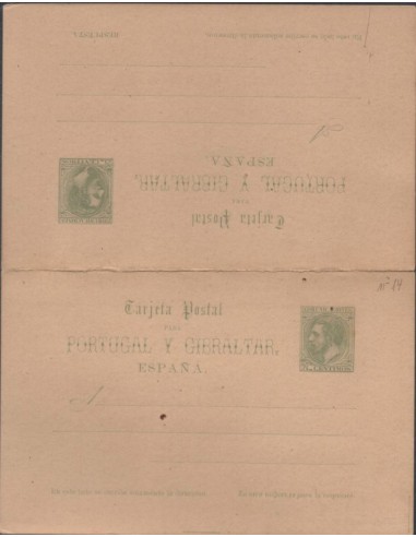 FA0741. ENTERO POSTALES. 1884, Alfonso XII. Conjunto de tres Tarjetas (EP14 y EP14A) incluyendo las de ida y vuelta