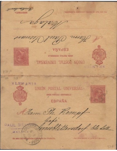 FA0746. ENTERO POSTALES. 1892. Alfonso XIII Pelon. Conjunto de 3 Tarjetas (EP33) incluyendo las de ida y vuelta