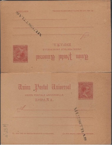 FA0749. ENTERO POSTALES. 1889. Alfonso XIII Pelon. Conjunto de 2 Tarjetas (EP23 y EP23M)
