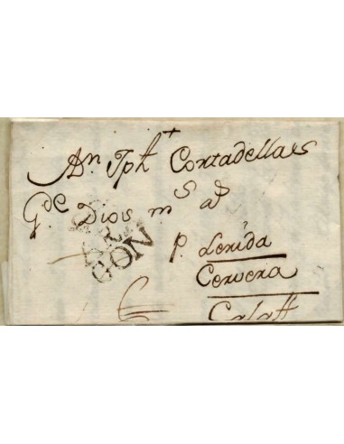 FA0829. PREFILATELIA - Pieza postal circulada entre 1756 y 1779 - ARAGON. Rareza RR