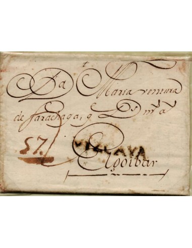 FA0832. PREFILATELIA - Pieza postal circulada entre 1756 y 1779 - VIZCAYA