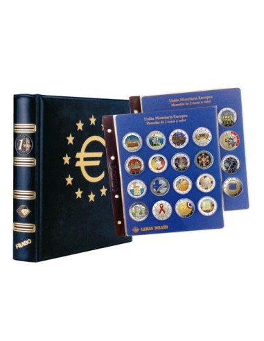 Álbum de monedas 2 euros color  + 6 hojas para monedas con cápsulas