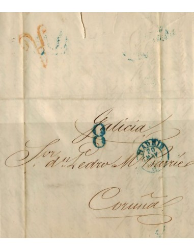 FA1154. PREFILATELIA. 1855, Carta de Madrid a Coruña
