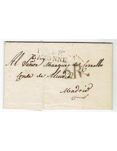 FA1360. PREFILATELIA. 1827, Correo circulado de Bayonna a Madrid