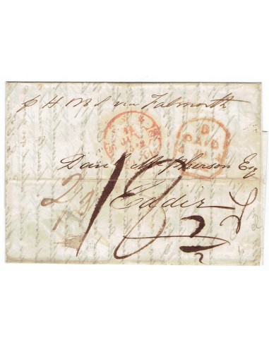 FA1368. PREFILATELIA. 1842, Carta circulada de Londres a Cadiz