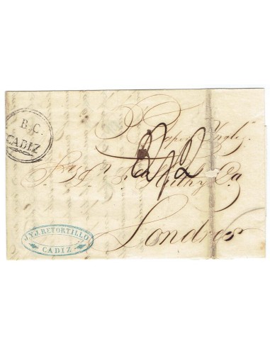 FA1372. PREFILATELIA. 1849, Carta circulada de Cadiz a Londres