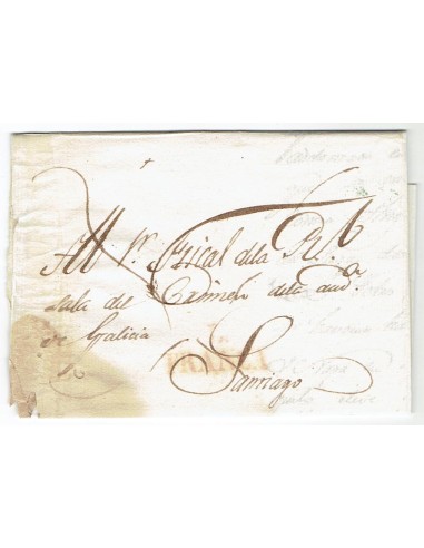 FA1384. PREFILATELIA. 1829, carta circulada de Lugo a Santiago de Compostela