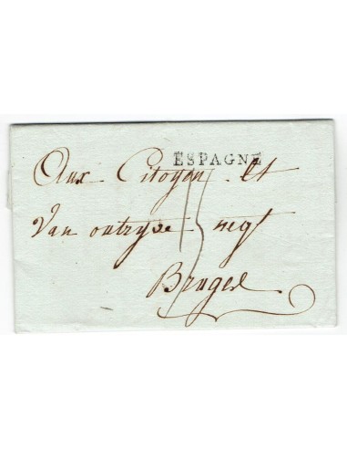 FA1396. PREFILATELIA. 1801, Carta circulada de Madrid a Brujas