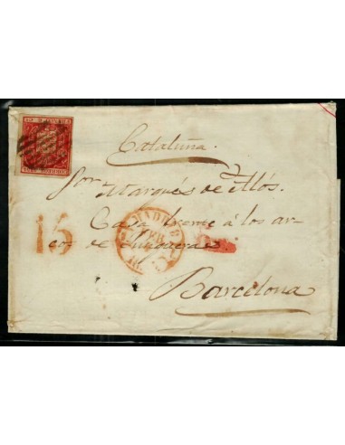 FA1470. HISTORIA POSTAL. Fraude postal. 1854, pieza postal de Madrid a Barcelona