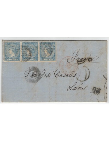 FA1474. HISTORIA POSTAL. 1866, Correo dirigido a Oloron (Francia)