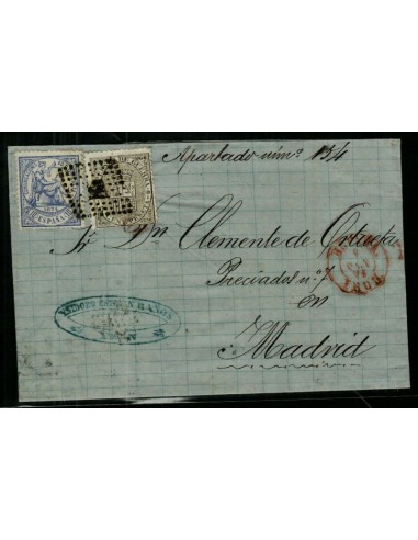 FA1477. HISTORIA POSTAL. 1874, correo circulado de Irun a Madrid
