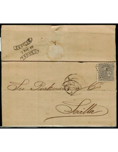 FA1485. HISTORIA POSTAL. 1880, correspondencia circulada de Cadiz a Sevilla